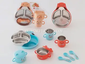 Cartoon Otter 304 Stainless Steel Childrens Tableware Set (dinner Plate/Bowl/Cup/Fork/Spoo NC034571