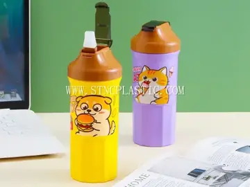 Plastic Cartoon Straw Water Bottle 500ml NC034673