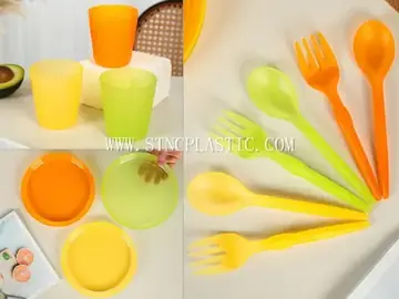 12pcs/Set Plastic Colorful Tablewear 3 spoons+3 forks+3 plates+3 Water Cups NC034742