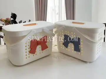 Plastic Hand-Held Basket With Bow And Inner Box&Lid NC034987