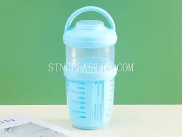 Plastic Portable Handheld 2-Layer Drainable Fruit Cup With 2 Forks NC035110