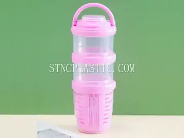Plastic Portable Handheld 3-Layer Drainable Fruit Cup With 2 Forks NC035111