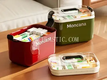 Plastic Handheld Vintage Double-Layer Storage Box
