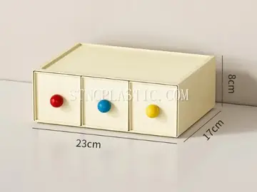 Dopamine-Style Combined Storage Box Wht 3 Tall Drawers NC035173