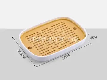 Plastic Striped-Pattern Double-Layer Graning Tray S