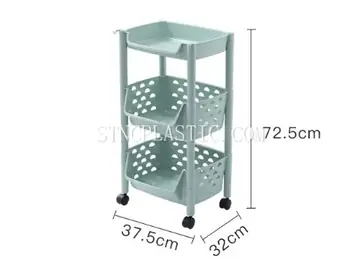 Plastic 2-Layer Vegetable Rack With Top Cover With Wheels NC035233
