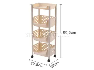 Plastic 3-Layer Vegetable Rack With Top Cover With Wheels NC035234