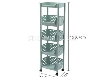 Plastic 4-Layer Vegetable Rack With Top Cover With Wheels NC035235