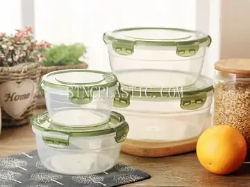 4pcs/Set Plastic Round Fresh Keeping Box 2.2L+1.3L+0.8L+0.4L NC035362