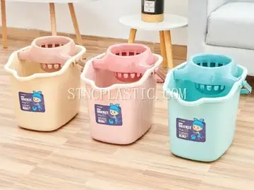 Plastic Rectangular Bucket For Mop With Single Wheels&Handle NC035388