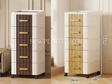 36cm Width 5-Layer Two-Tone Wood Grain Panel Storage Cabinet NC035477