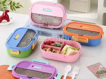 Plastic 3-Grid Lunch Box With Spoon&Fork 1000ml NC035504