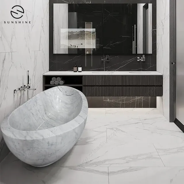 Bianco Carrara Marble Freestanding Custom Stone Bathtub natural stone bathtub