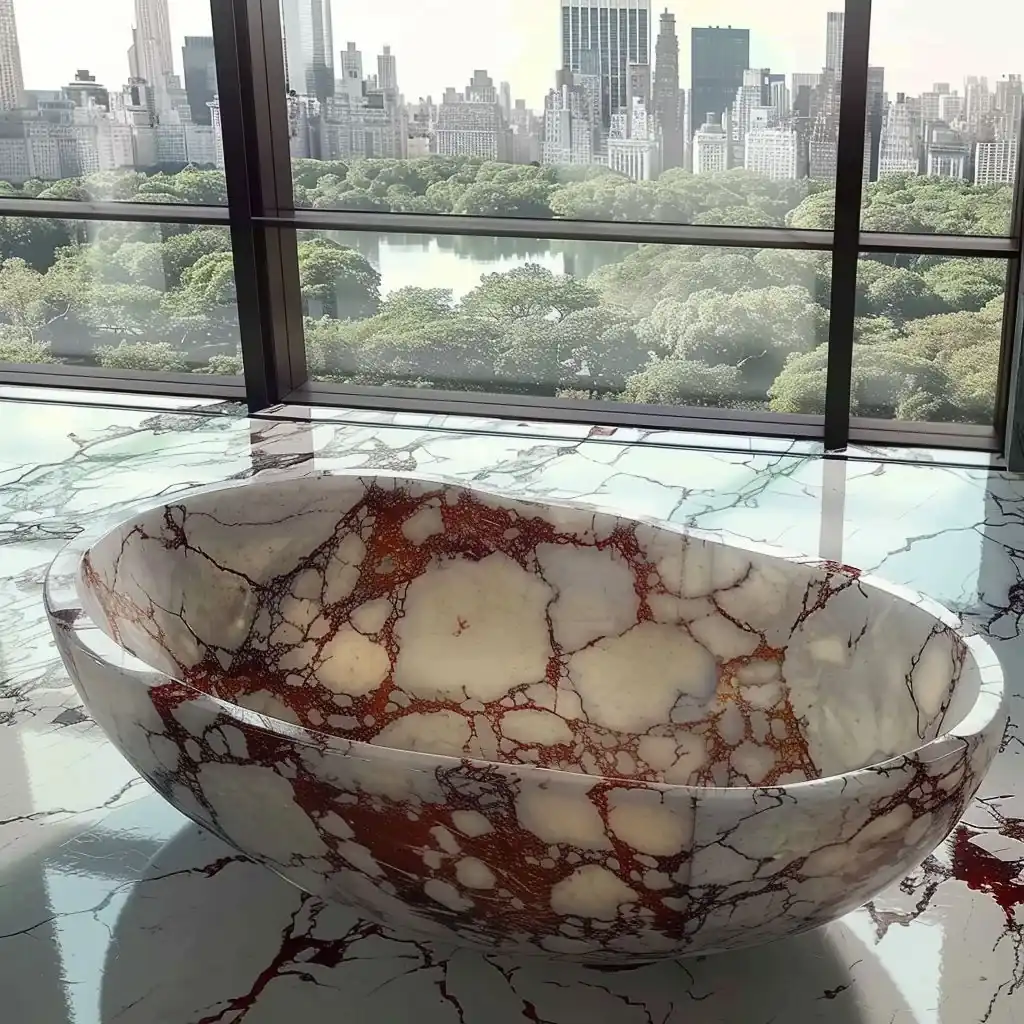 Calacatta Viola Italy Marble Bathtub Model 4 natural stone bathtub carved from one block