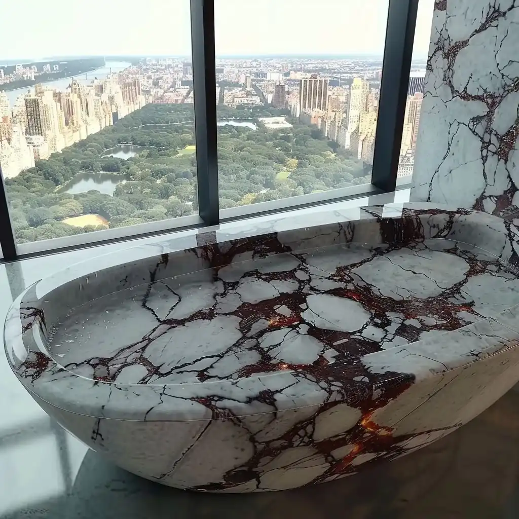 Calacatta Viola Italy Marble Bathtub Model 5 natural stone bathtub carved from one block
