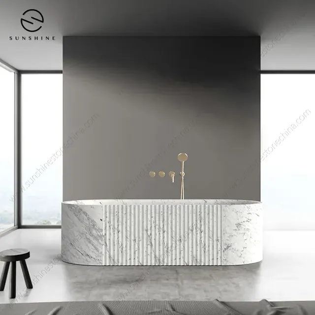 Carrara Marble Freestanding Bathtub BT-137A natural stone bathtub
