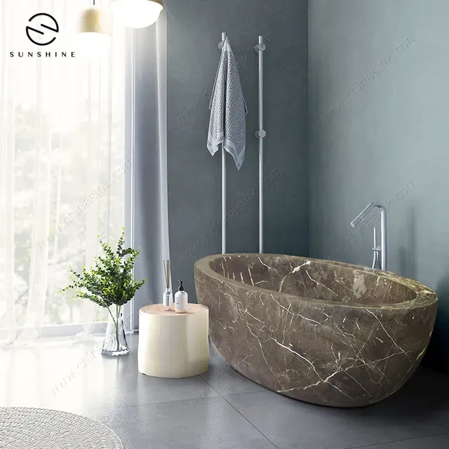 Coffee Marble Polished Dark Emperador Cheap Bathtubs image 2