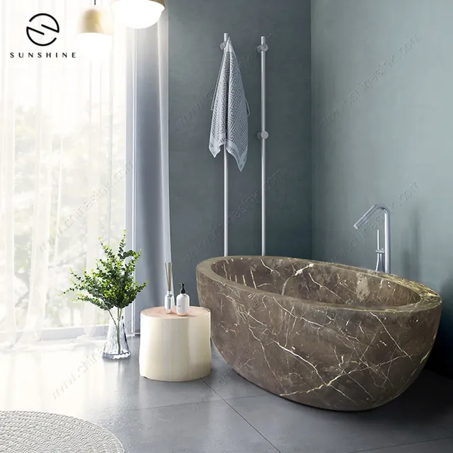 Coffee Marble Polished Dark Emperador Cheap Bathtubs image 7