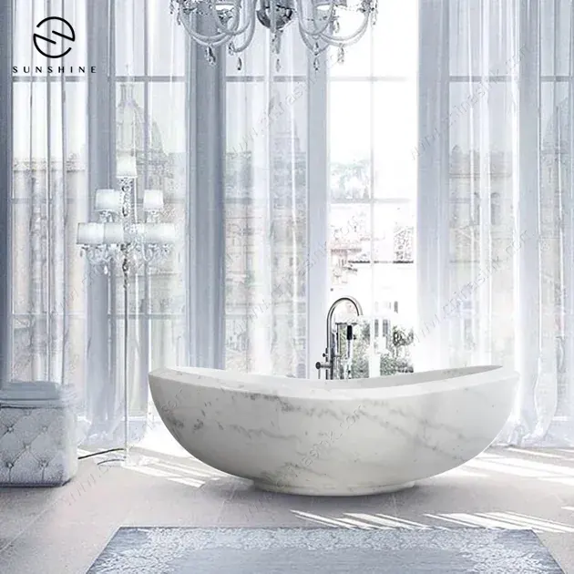 Elegant Natural White Stone Marble Free Standing Bathtub natural stone bathtub carved from one block