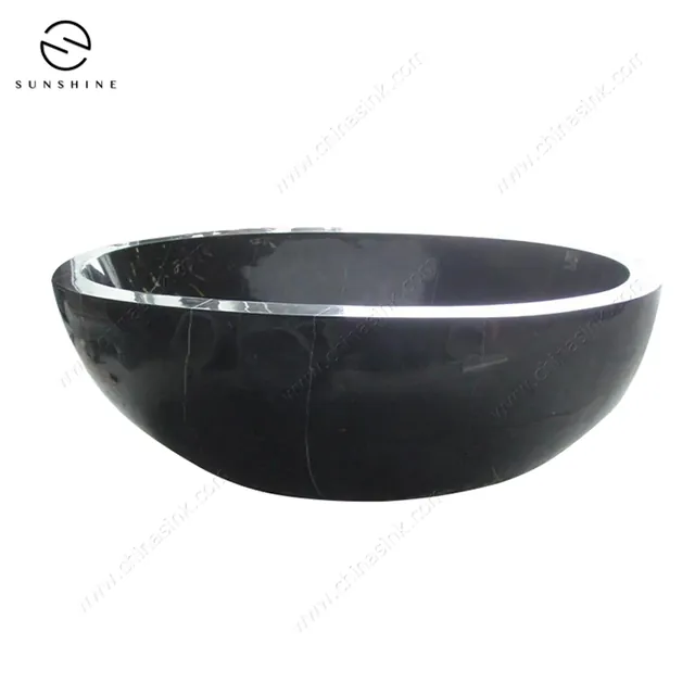 Forest Black Marble Freestanding Oval Bathroom Bathtub image 3