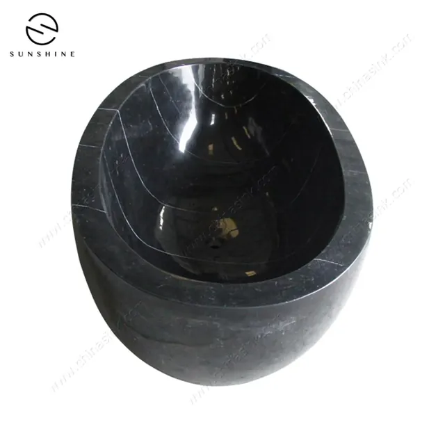 Forest Black Marble Freestanding Oval Bathroom Bathtub image 4