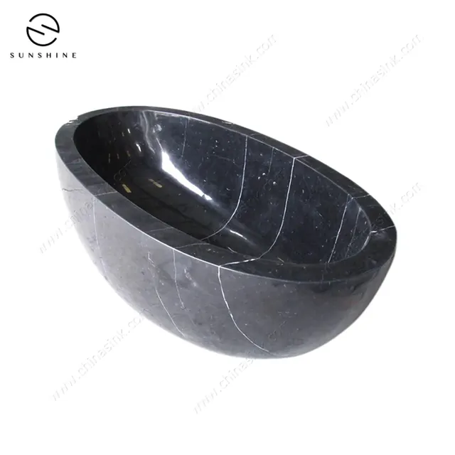 Forest Black Marble Freestanding Oval Bathroom Bathtub image 5
