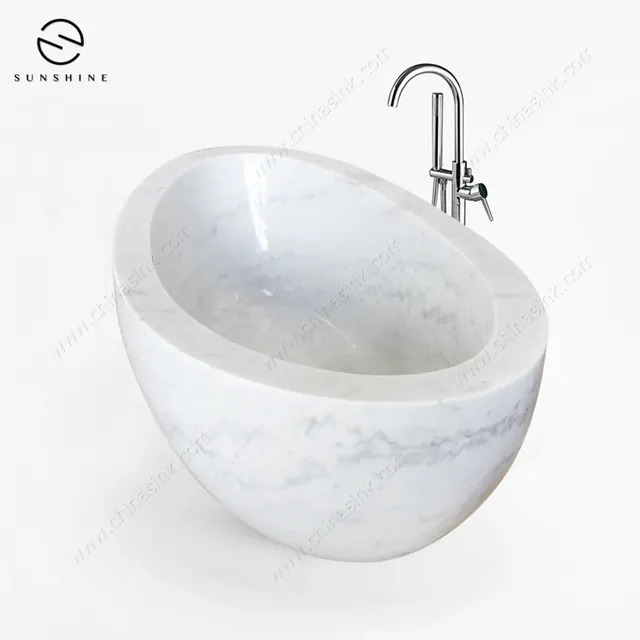 Guangxi White Marble Adult Soaking Bathtub image 4