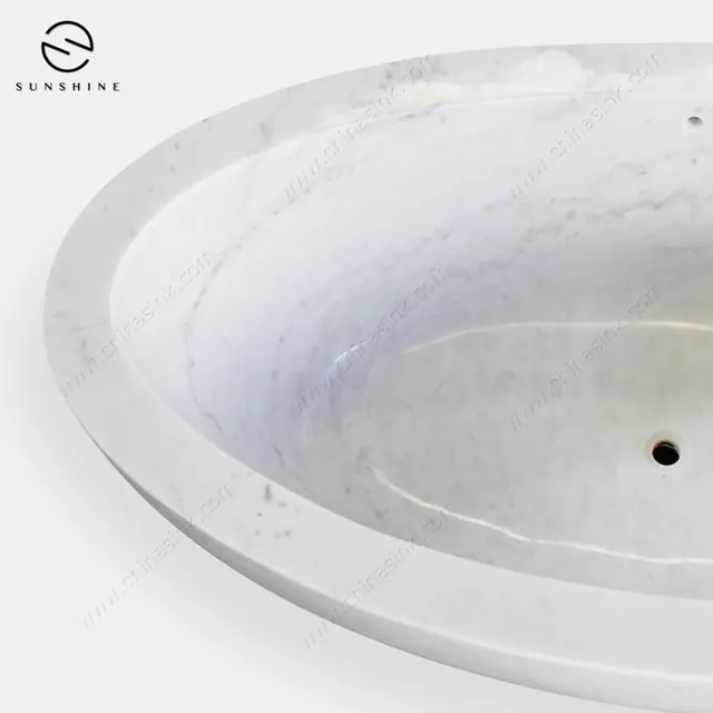 Guangxi White Marble Adult Soaking Bathtub image 5
