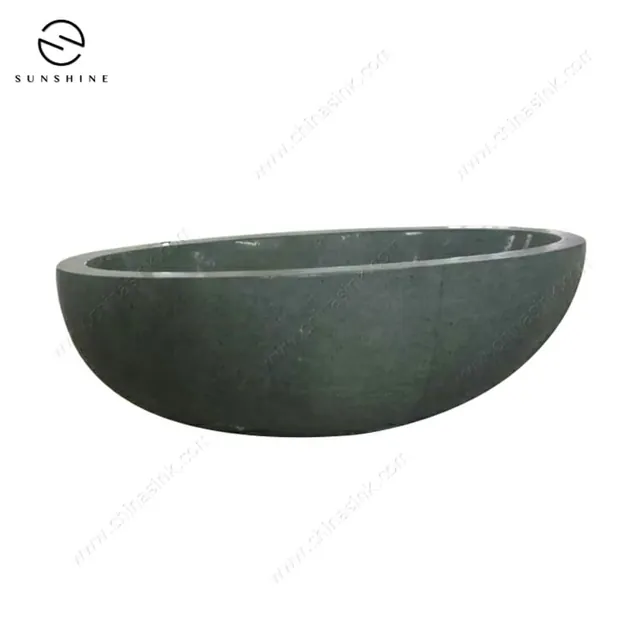 Light Green Boulder Stone Freestanding Oval Soaking Bathtub BT-003A-GRBO image 2