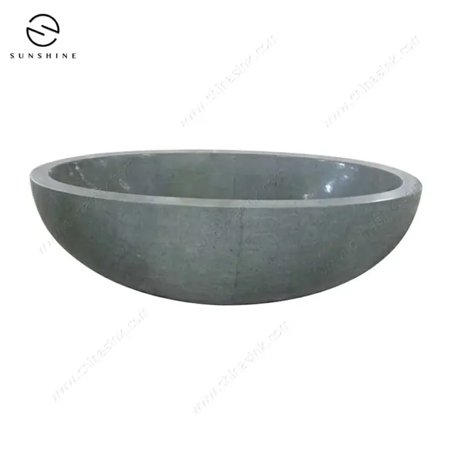 Light Green Boulder Stone Freestanding Oval Soaking Bathtub BT-003A-GRBO image 3