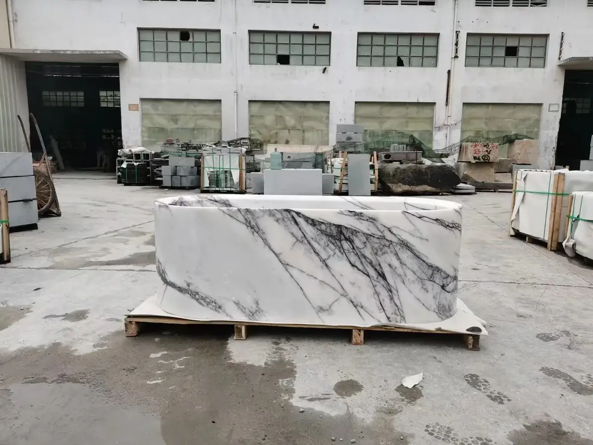 Lilac Turkey Marble Freestanding Bathtub natural stone bathtub carved from one block