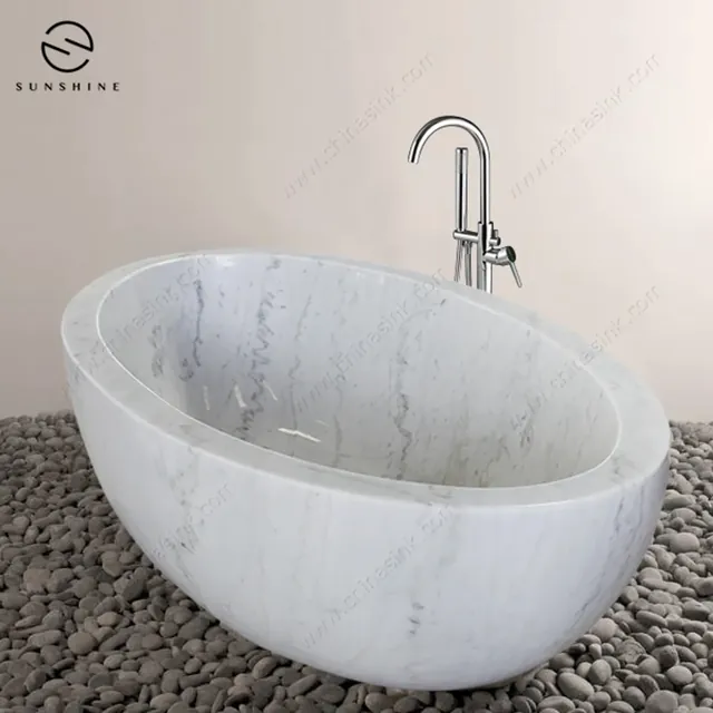 Modern Design Moon White Marble Free Standing Marble Bathtub natural stone bathtub