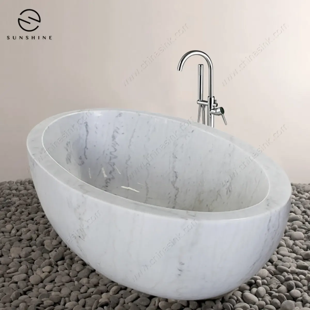 Modern Design Moon White Marble Free Standing Marble Bathtub natural stone bathtub carved from one block