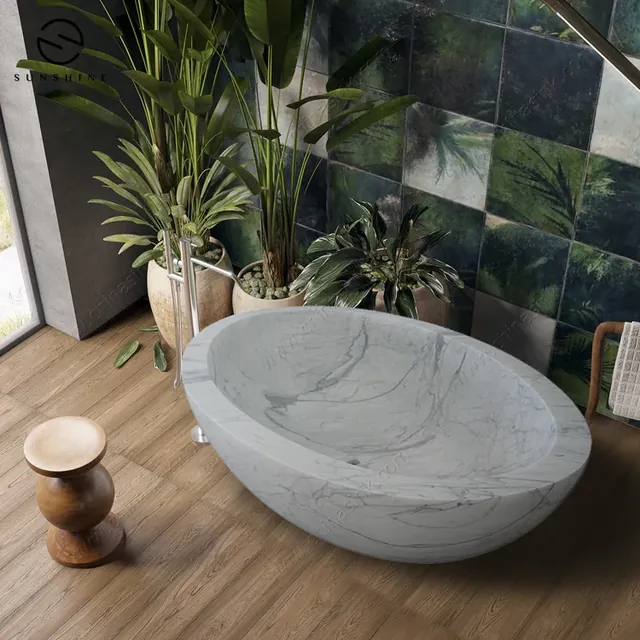 Modern Design Natural Stone Free Standing Marble Bathtub BT-029A-CARA - Copy natural stone bathtub