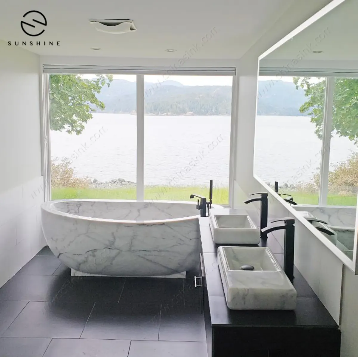 Modern Natural Stone Marble Freestanding Bathtub natural stone bathtub carved from one block