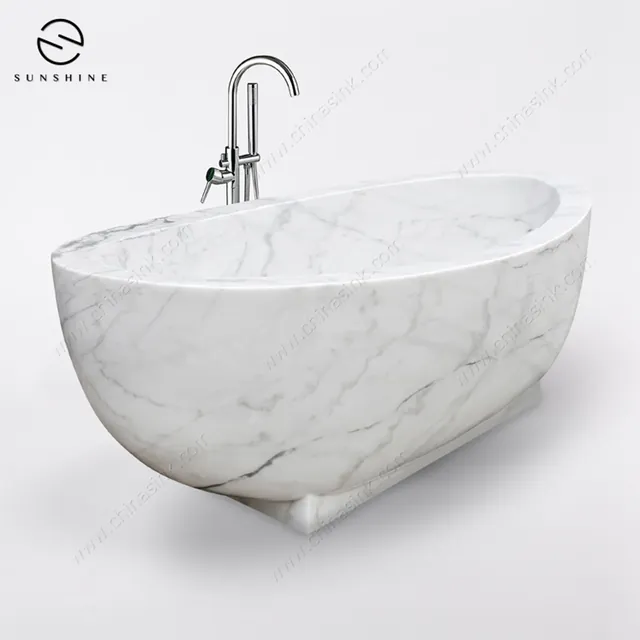 Modern Natural Stone Marble Freestanding Bathtub image 3