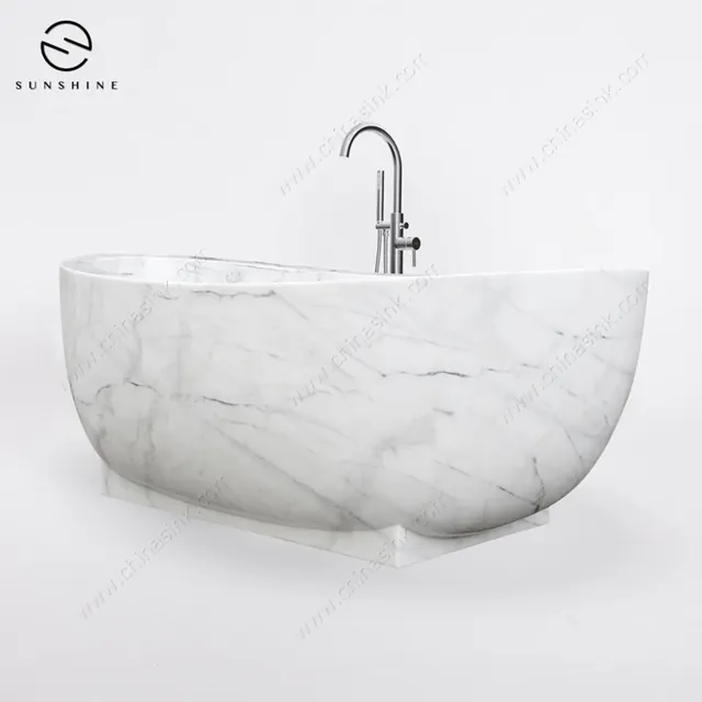 Modern Natural Stone Marble Freestanding Bathtub image 4