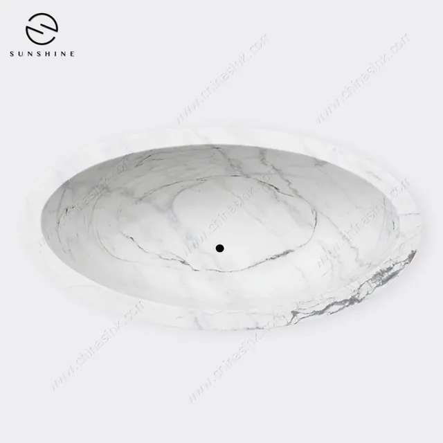 Modern Natural Stone Marble Freestanding Bathtub image 5
