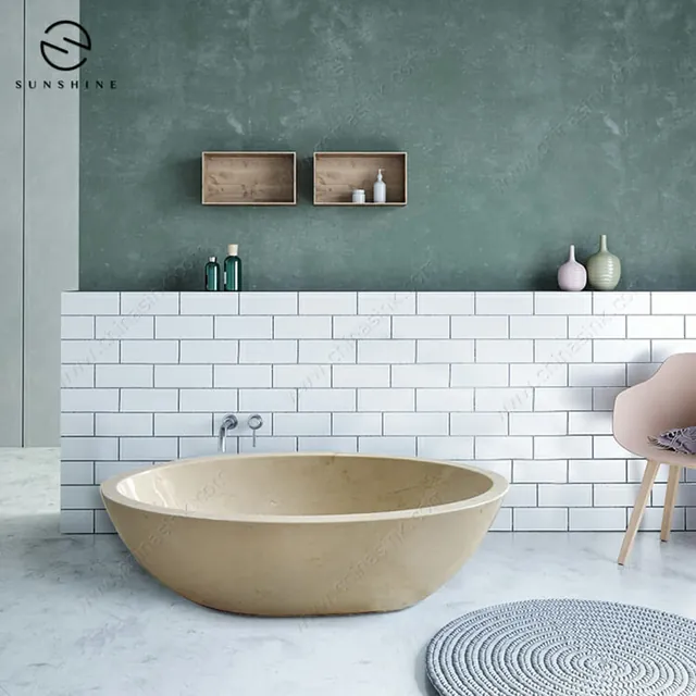 Wholesale Natural Galala Marble Freestanding Bath Stone Tub natural stone bathtub