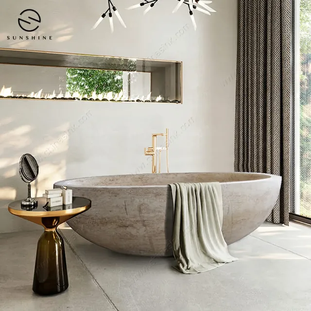 Wholesale Natural Stone Freestanding Bath Travertine Bathtub natural stone bathtub