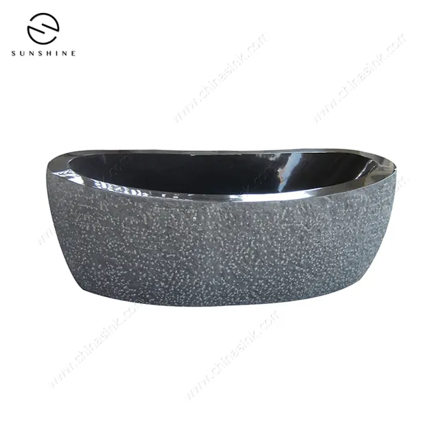 Wholesale Unique Black Natural Granite Freestanding Bath Tub image 2