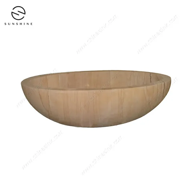 Yellow Sandstone Bathtubs Freestanding Natural Sandstone Bathroom Tubs BT-029A-SAST image 3