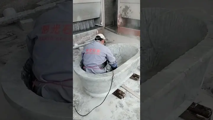 A Marble Bathtub Cut From an Italy Carrara Block