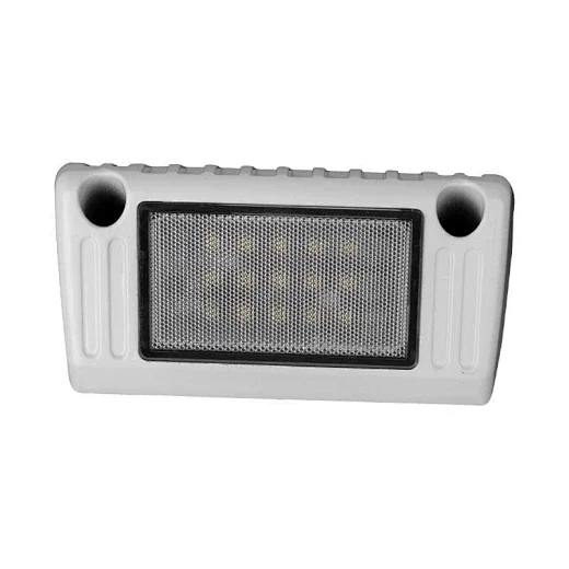 Close-up of the anti-scratch PC lens and 16 Osram LED array in the square housing