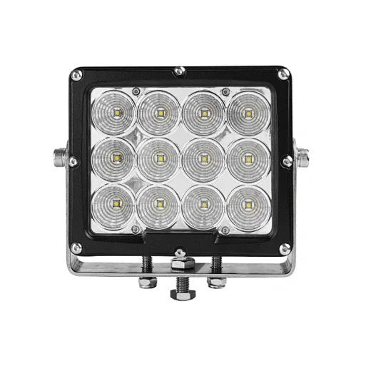 Rear view of the worklight showing the die-cast aluminium heat sink and sealed cable entry