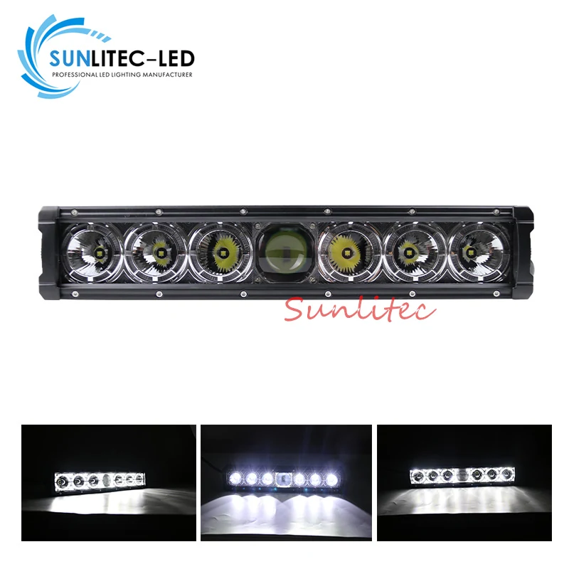 Side view of the laser light bar showing the single row of Osram LEDs and heat sink fins