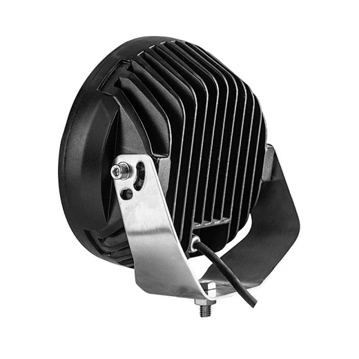 Front view of the 9 inch LED driving light showing the spot beam optics and die-cast aluminium housing