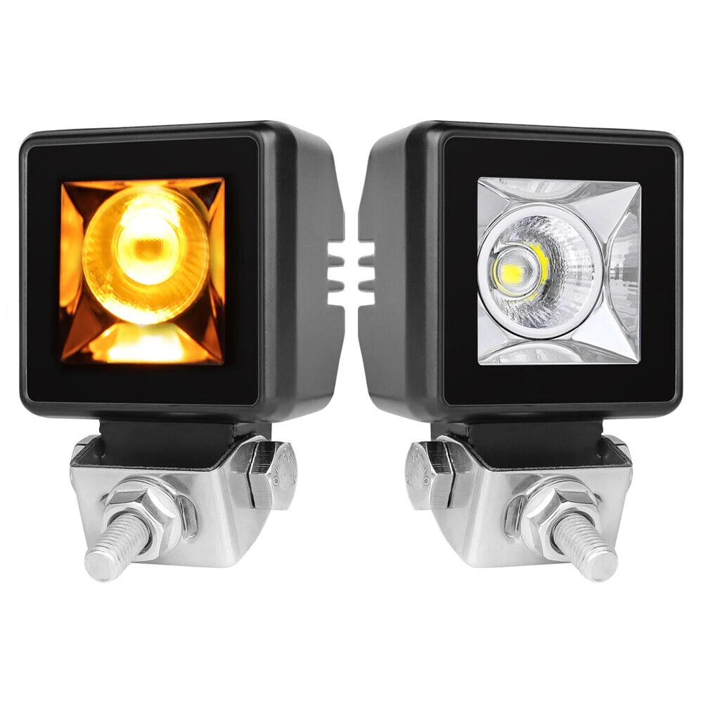 Side view of the bezel less work light showing the flush-mounted LED array and 360 degree adjustable bracket