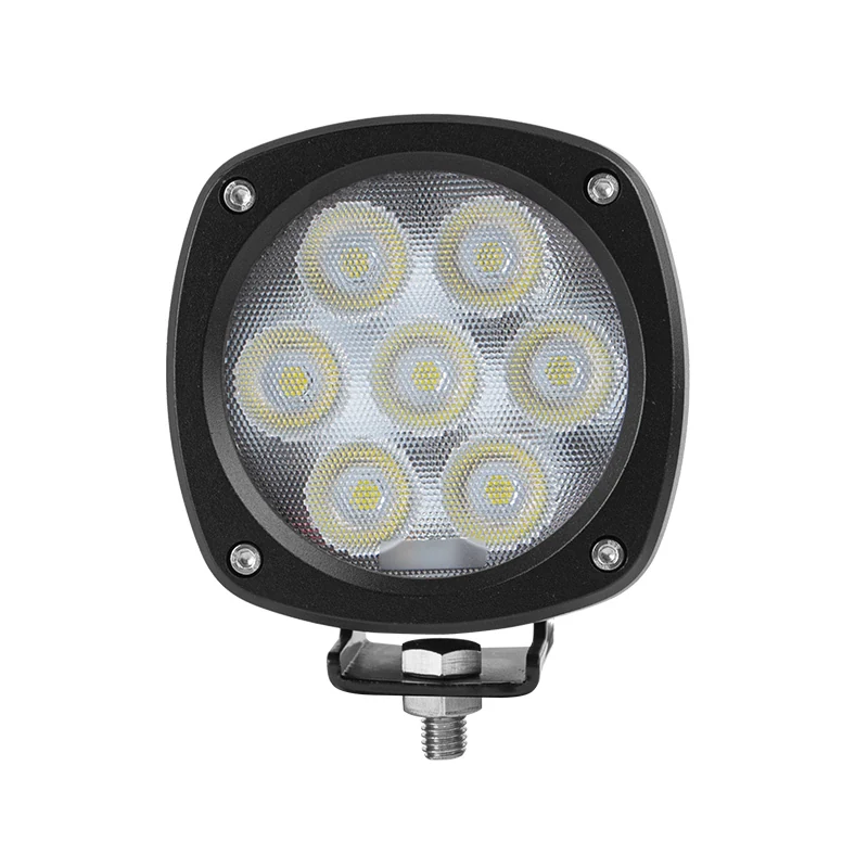 Rear view of the square LED work light showing the die-cast aluminium heat sink fins