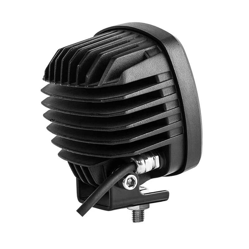 Side view of the work lamp showing the 360 degree adjustable bottom bracket
